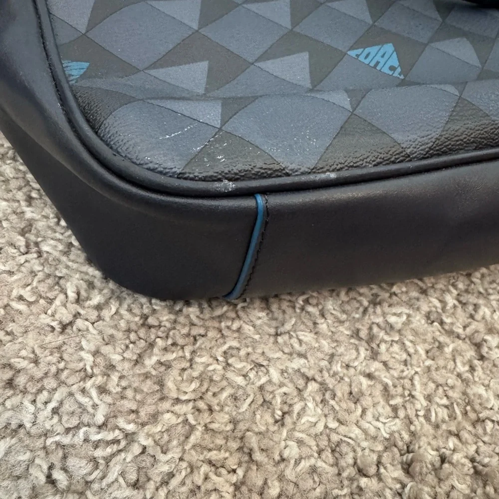 Coach Men's Black and Teal Triangle Briefcase
